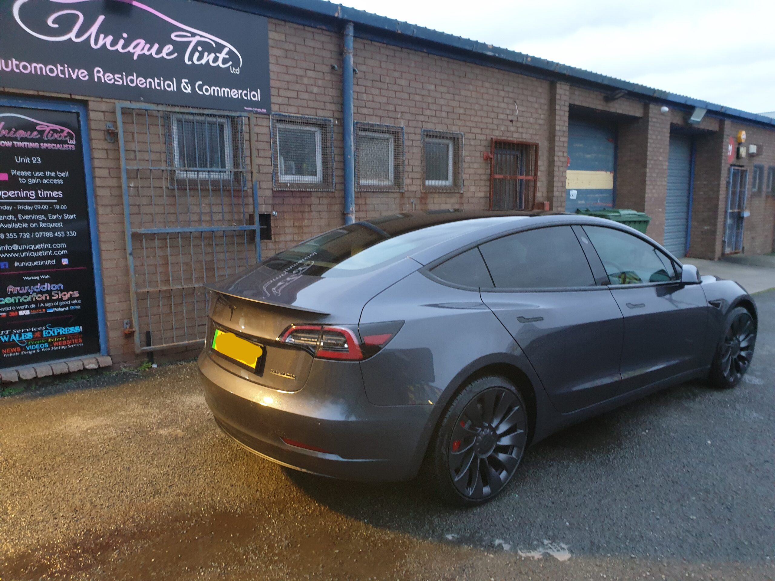 Tesla model 3 tinted, dechrome and wood trim wrapped - Window Tinting ...